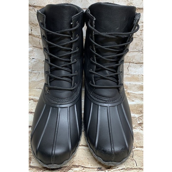 Weatherproof Vintage Men\'s Adam2 Leather And Man Made Duck Boots. Black Size 12M